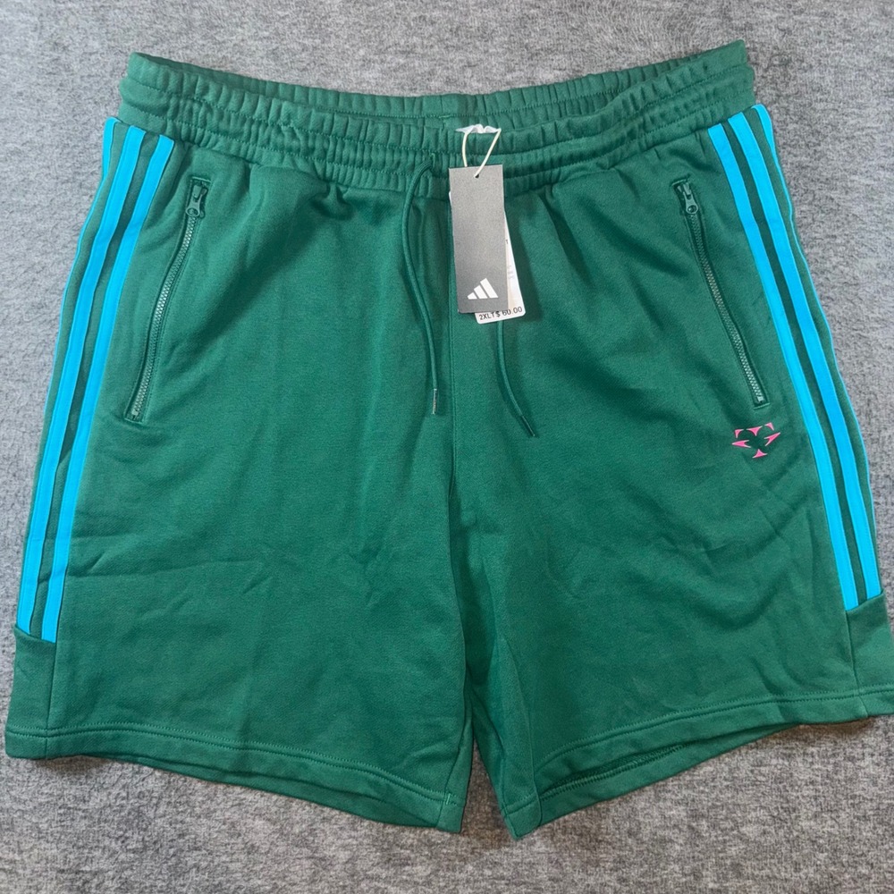 Adidas Trae Young Winter Basketball Shorts 2XLT Team Dark Green Three Stripe NEW